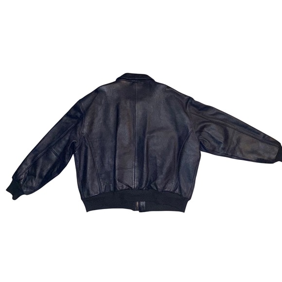 JOHNNIE REDD Mens Navy Blue Leather Bomber Jacket 3XL Flight Aviator Style - Picture 6 of 6